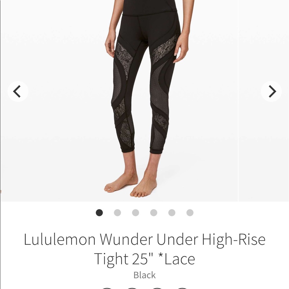 Lululemon Black wunder unders lace sz 8